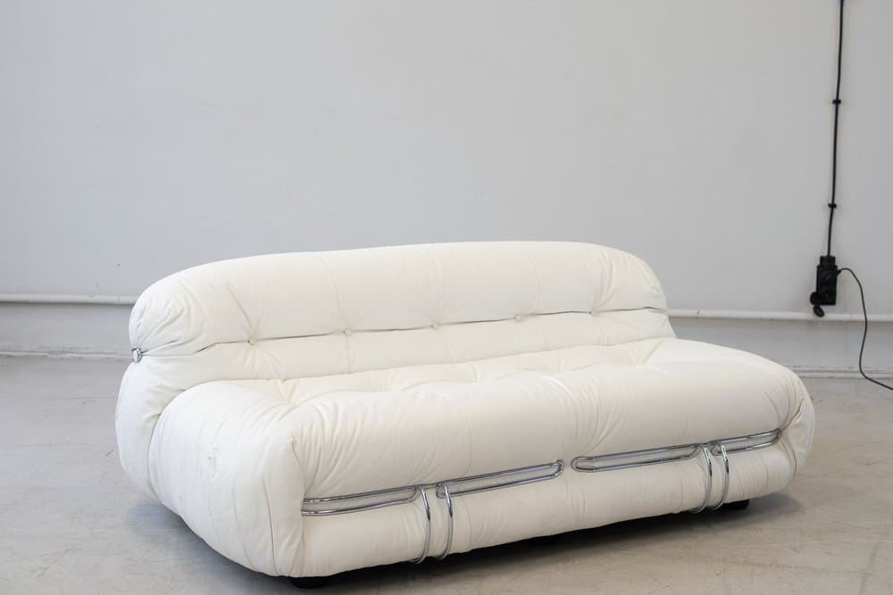 Sofa Soriana, biała, skóra, Cassina, lata 70. - 184515