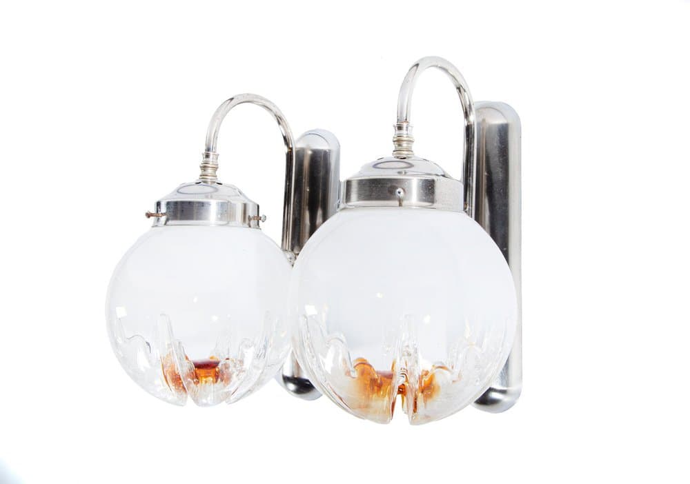 Para kinkietów ściennych, transparentny, szkło, Mazzega, Włochy, lata 70. - 184465