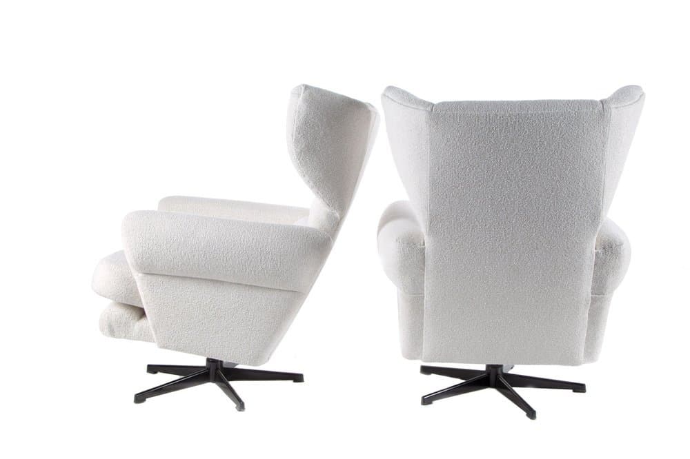 Pair of lounge chairs, ivory white, boucle - 184457