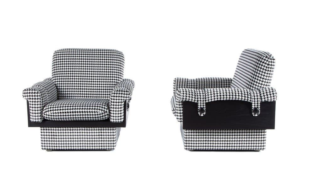 pair of Drevotar lounge armchairs, black and white, fabric - 184453