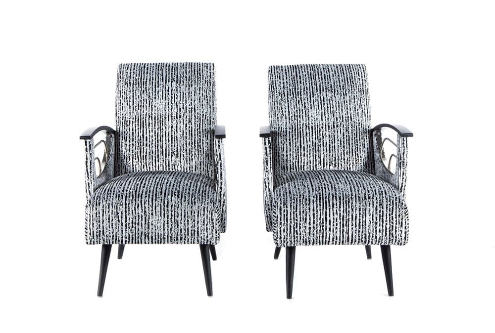 pair of lounge chairs, grey, fabric - 184449