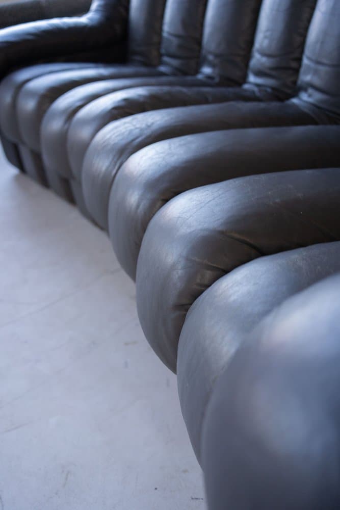 Zestaw wypoczynkowy DS-600 Non Stop, czarny, skóra naturalna, proj. E. Peduzzi Riva, de Sede, lata 70. - 184406