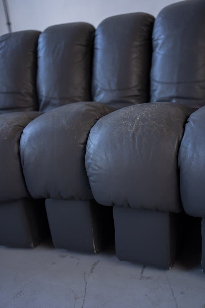 Zestaw wypoczynkowy DS-600 Non Stop, czarny, skóra naturalna, proj. E. Peduzzi Riva, de Sede, lata 70. - 184400