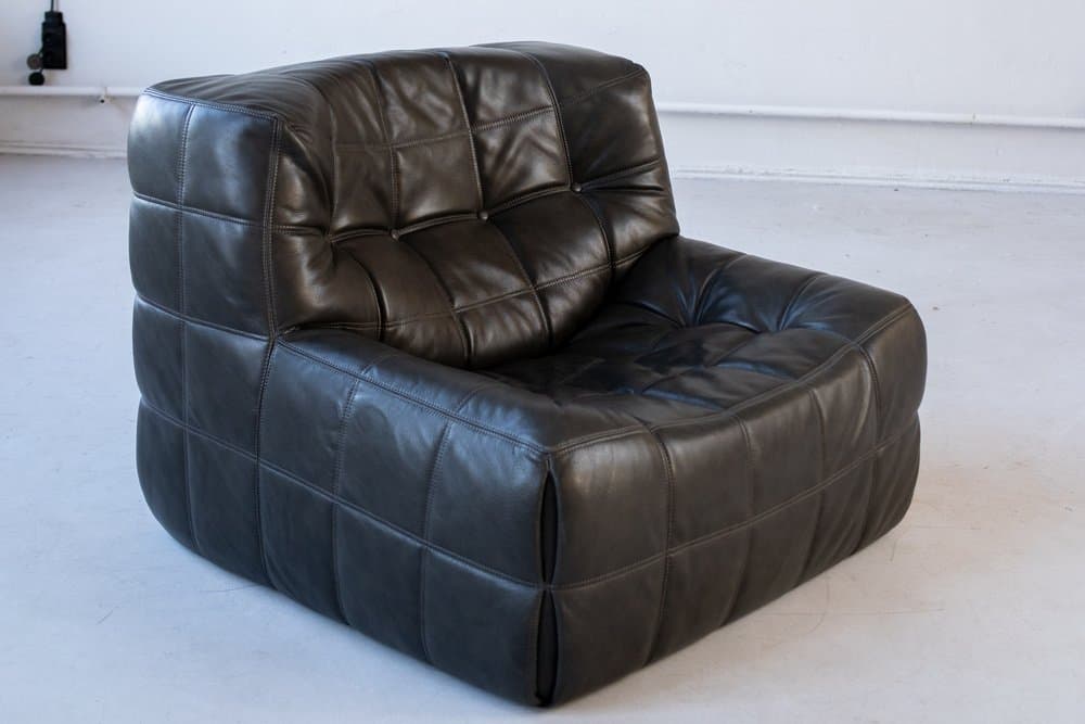 Kashima living room set 3 pieces, black, natural leather - 184374