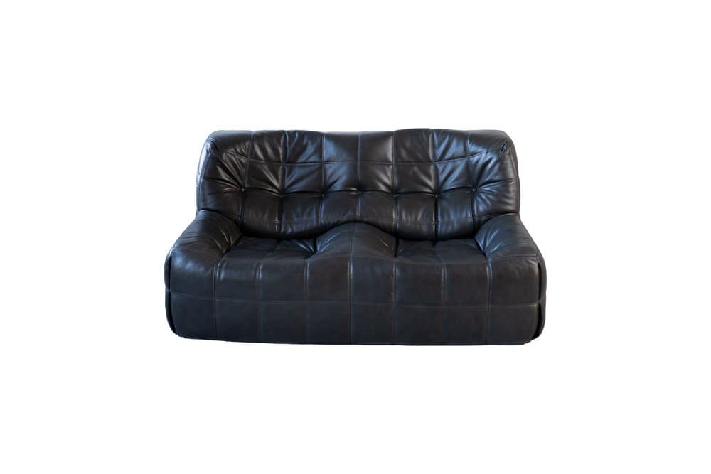 Kashima living room set 3 pieces, black, natural leather - 184371