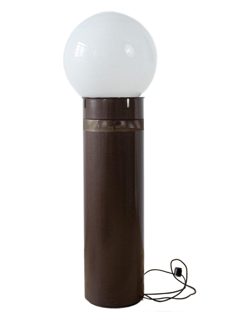 Floor lamp, brown, white, glass, metal
