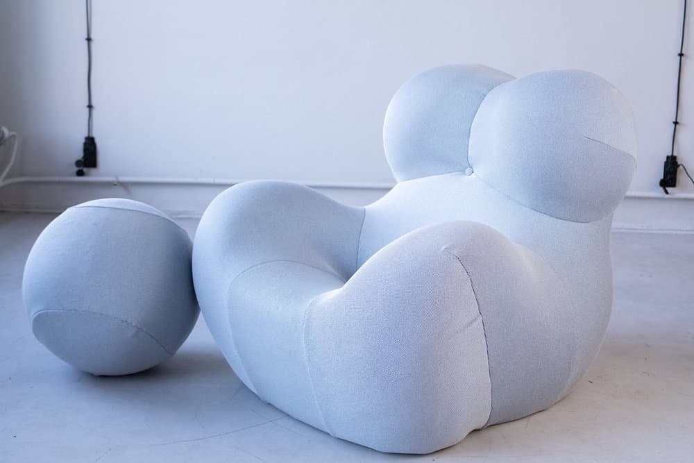 Big Mama Up set: armchair with ottoman, blue, fabric - 184330