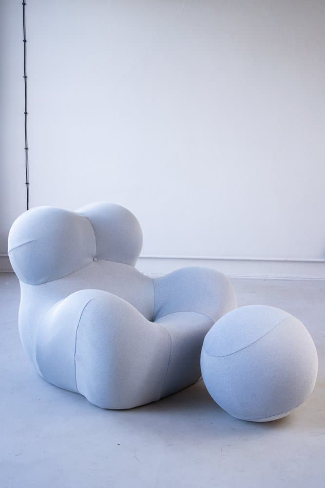 Big Mama Up set: armchair with ottoman, blue, fabric - 184332