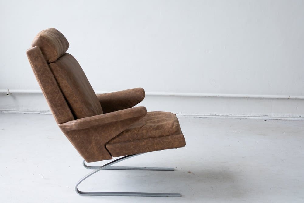 Zestaw fotel bujany z podnóżkiem, skóra, proj. R. Adolf, COR, lata 70. - 184293