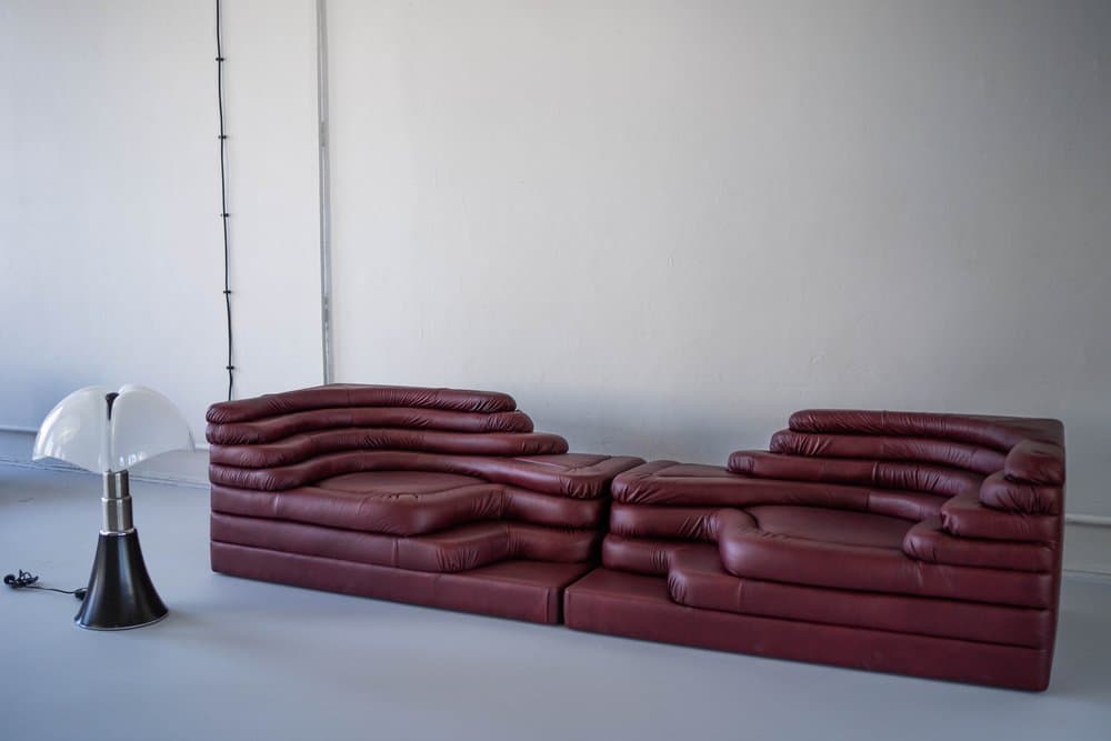 Set of four Terrazza sofa modules, maroon, natural leather - 184249