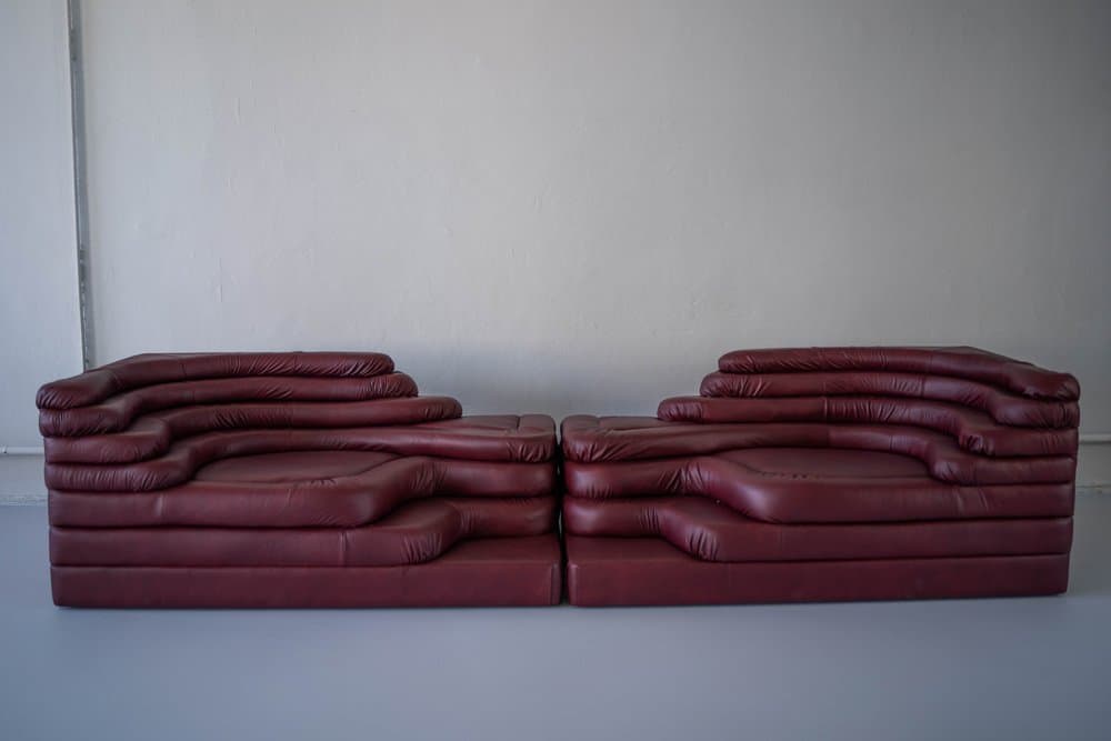 Set of four Terrazza sofa modules, maroon, natural leather - 184251