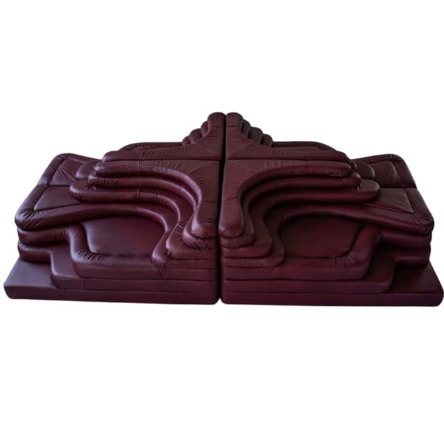 Set of four Terrazza sofa modules, maroon, natural leather - DIMENSION