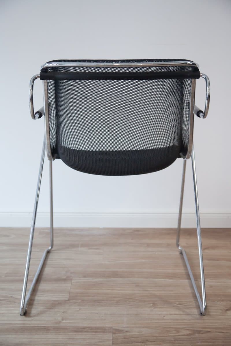 set of six Penelope armchairs, black, chrome metal - 184166