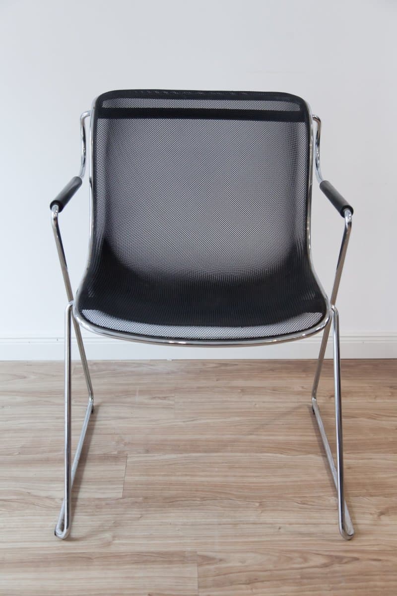 set of six Penelope armchairs, black, chrome metal - 184164