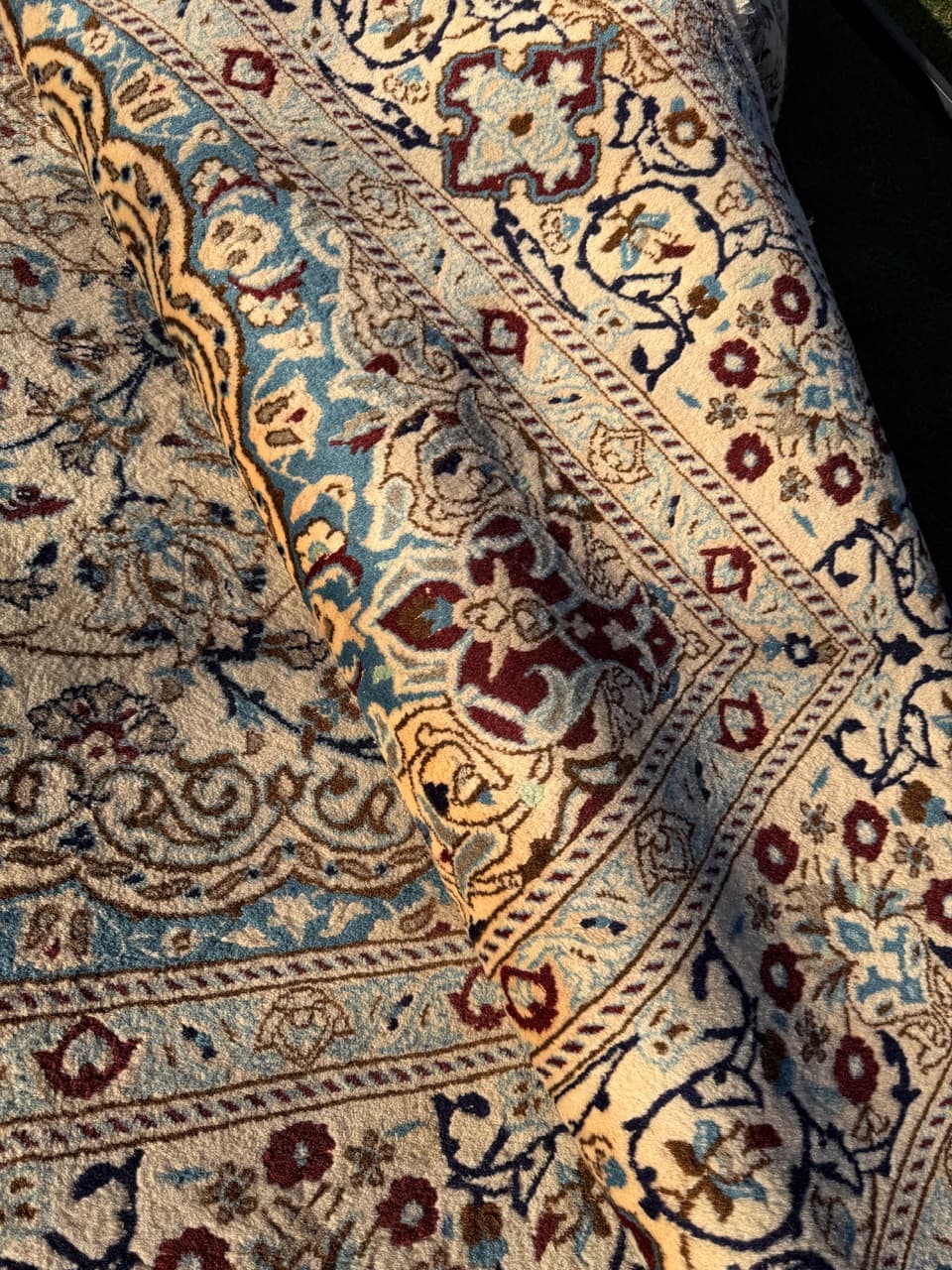 Persian rug Nain, ivory, wool silk, Iran, 1990s. - 184052