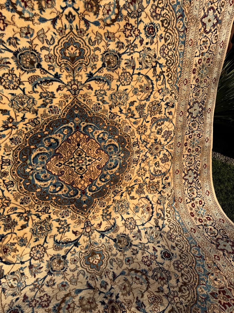 Persian rug Nain, ivory, wool silk, Iran, 1990s. - 184060