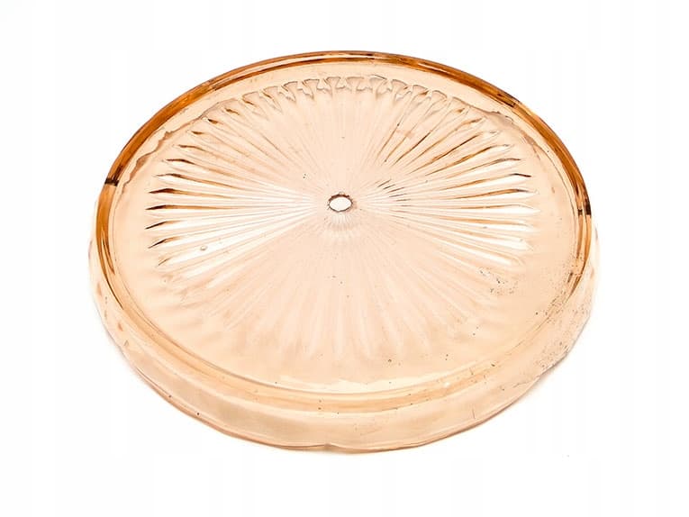 Talerz do patery Art déco, różowy, szkło, Hortensja, Polska, lata 30. - 184834