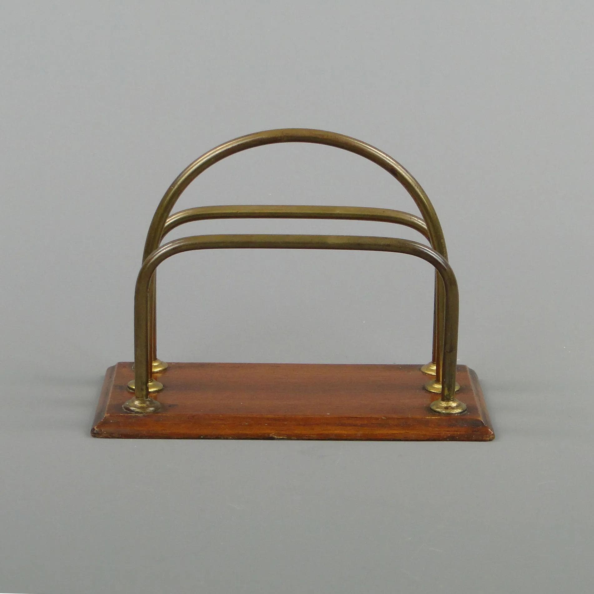 Letter Holder Art Deco, brown walnut, Poland, 1920s - 12891