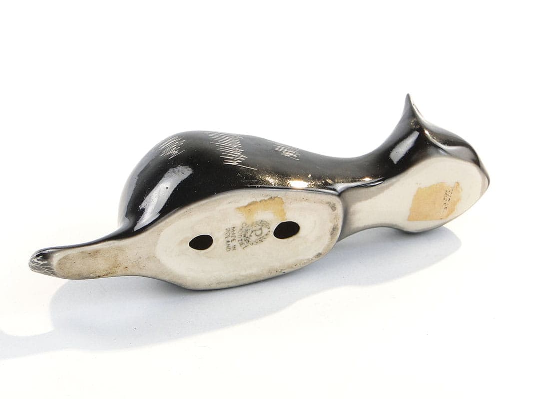 Figurka Kot przyczajony, czarny porcelit, Ćmielów, Polska, lata 60. - 184925