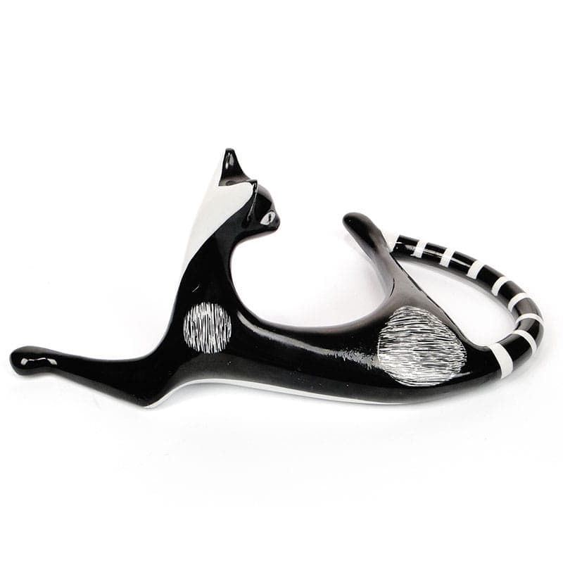 Figura Leżący kot, porcelana multikolor, proj. M. Naruszewicz, Polska, lata 50. - 184930