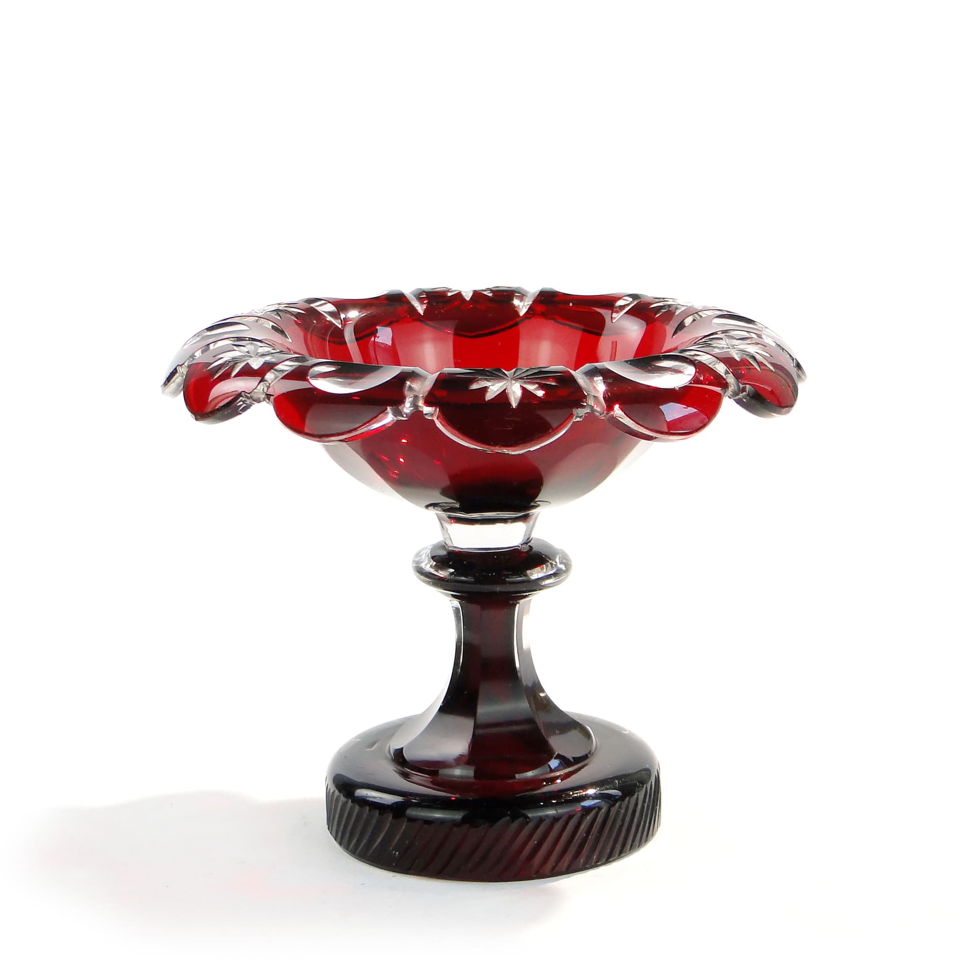 Patera szklana art déco, rubinowa, szkło, Polska, lata 40. - 184953