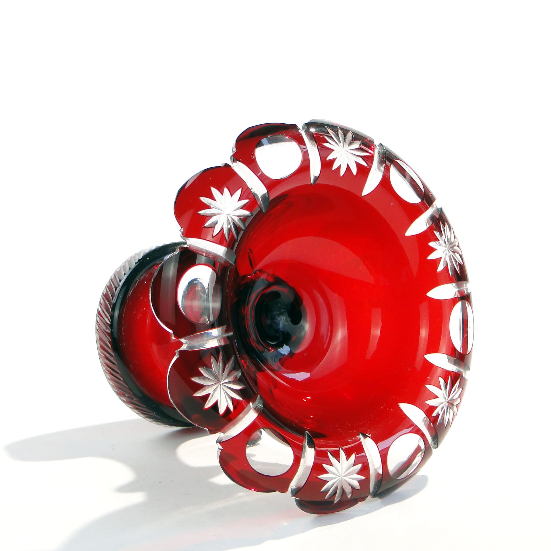 Patera szklana art déco, rubinowa, szkło, Polska, lata 40. - 184952