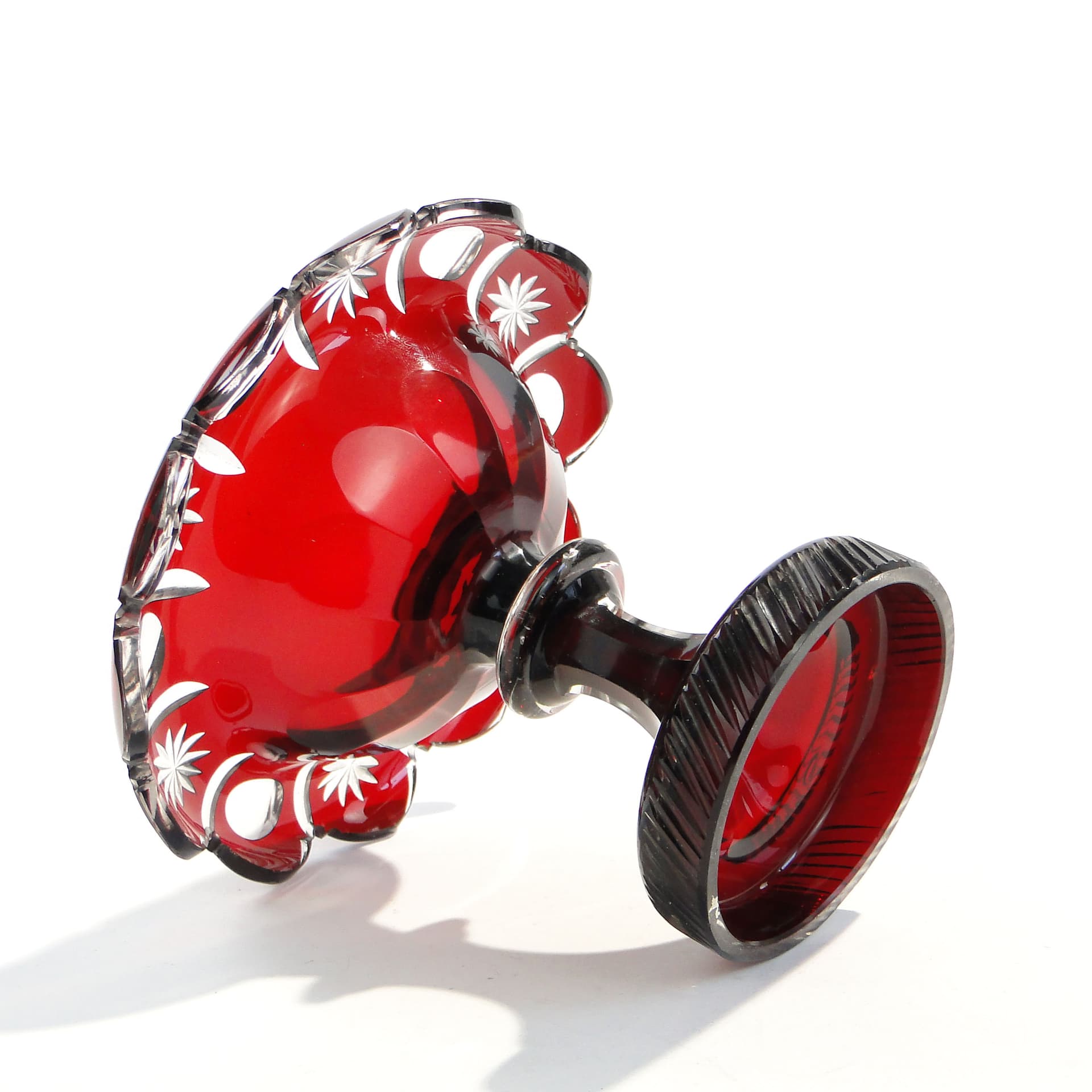 Patera szklana art déco, rubinowa, szkło, Polska, lata 40. - 184959