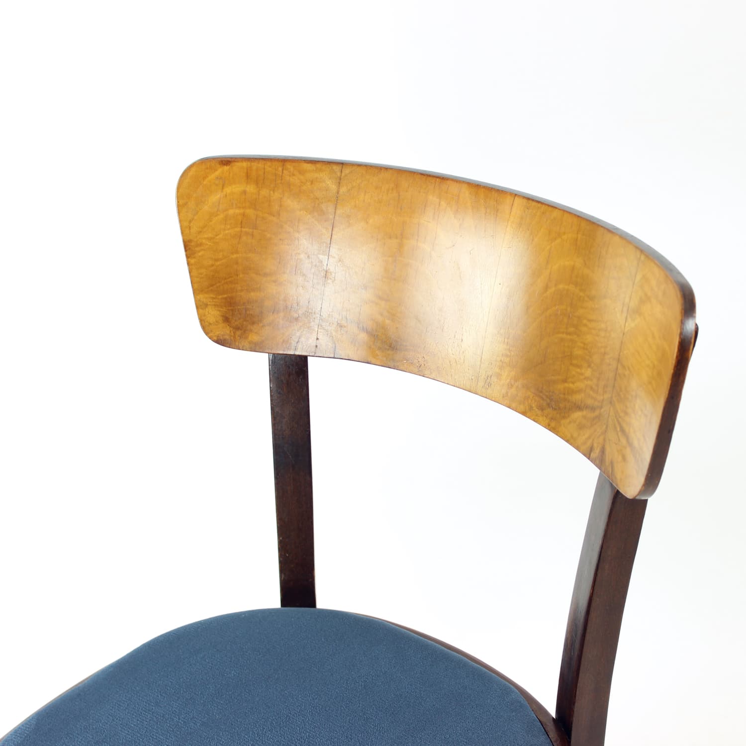 Zestaw czterech krzeseł, navy blue velvet, dąb, orzech, Tatra Nabytok, Czechosłowacja, lata 50. - 185030