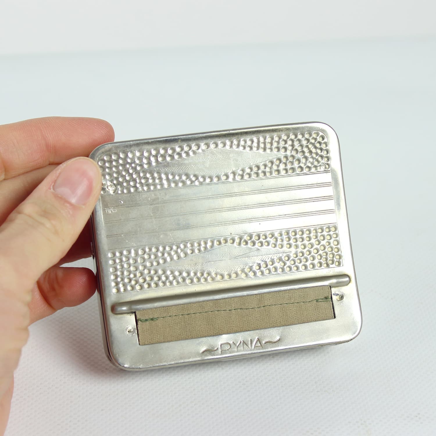 Dyspenser do papierosów, srebrny, metal, Czechosłowacja, lata 50. - 185033