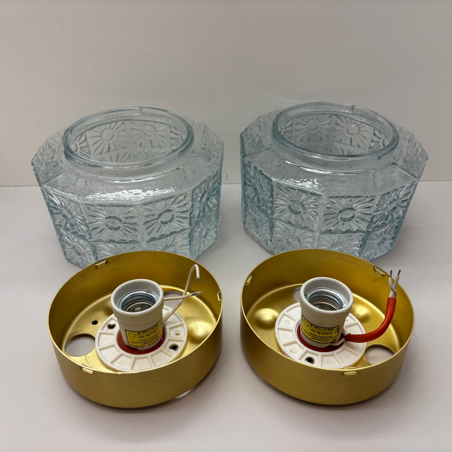 Para kinkietów, transparent, szkło, Niemcy, lata 80. - 185107