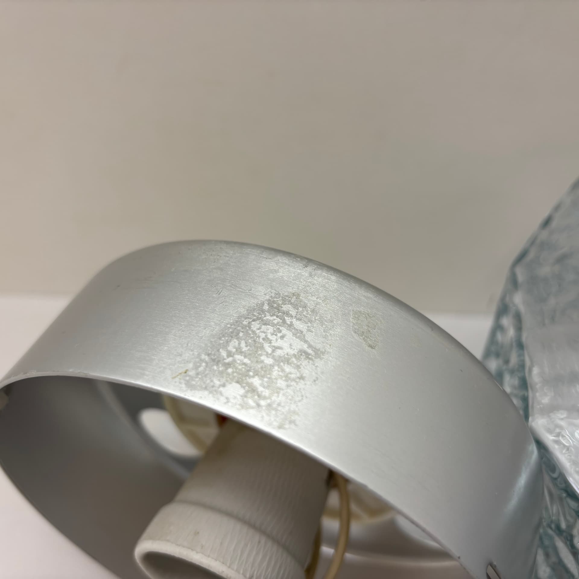 Plafon, turkusowe szkło, aluminium szczotkowane, Niemcy, lata 80. - 185112