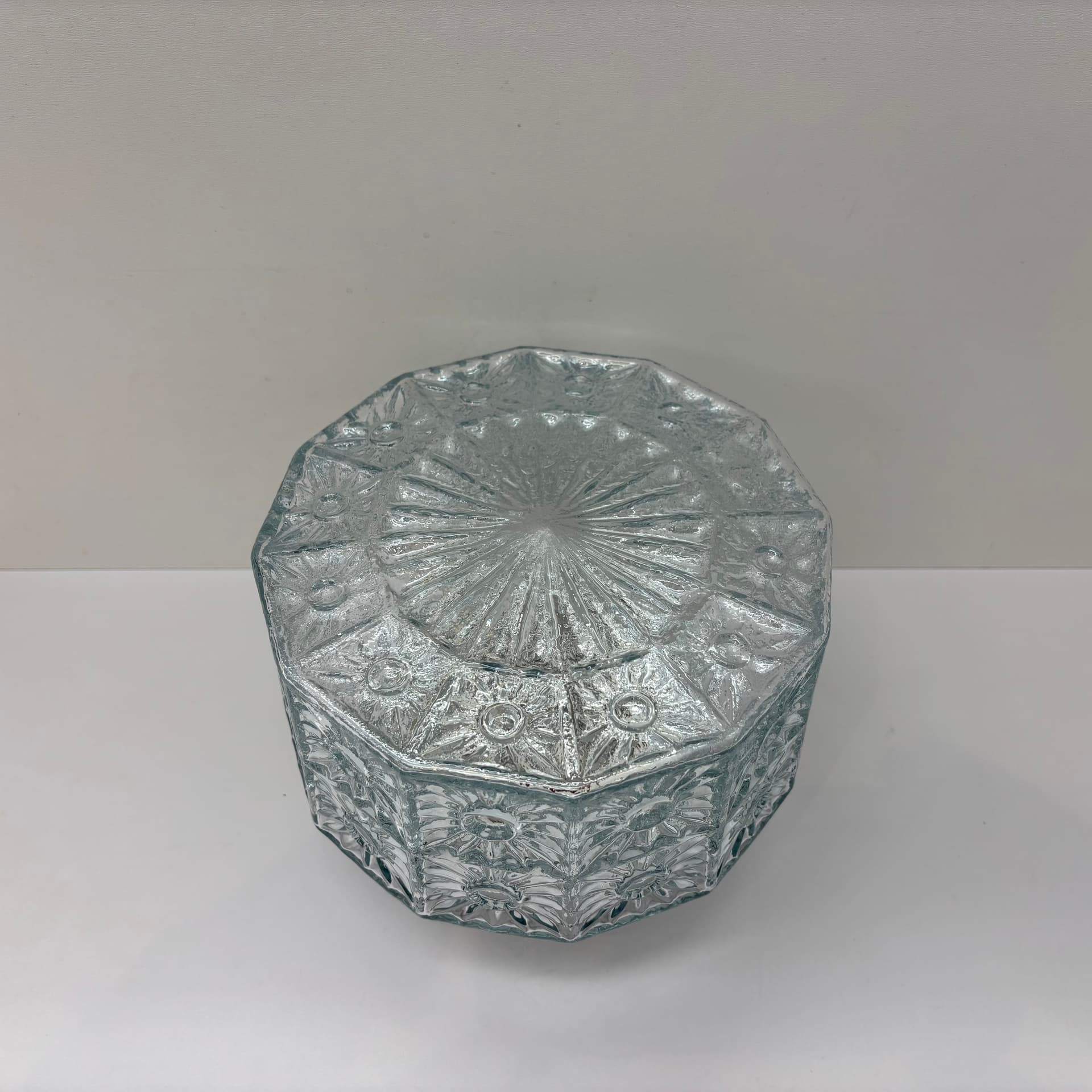 Plafon, turkusowe szkło, aluminium szczotkowane, Niemcy, lata 80. - 185109