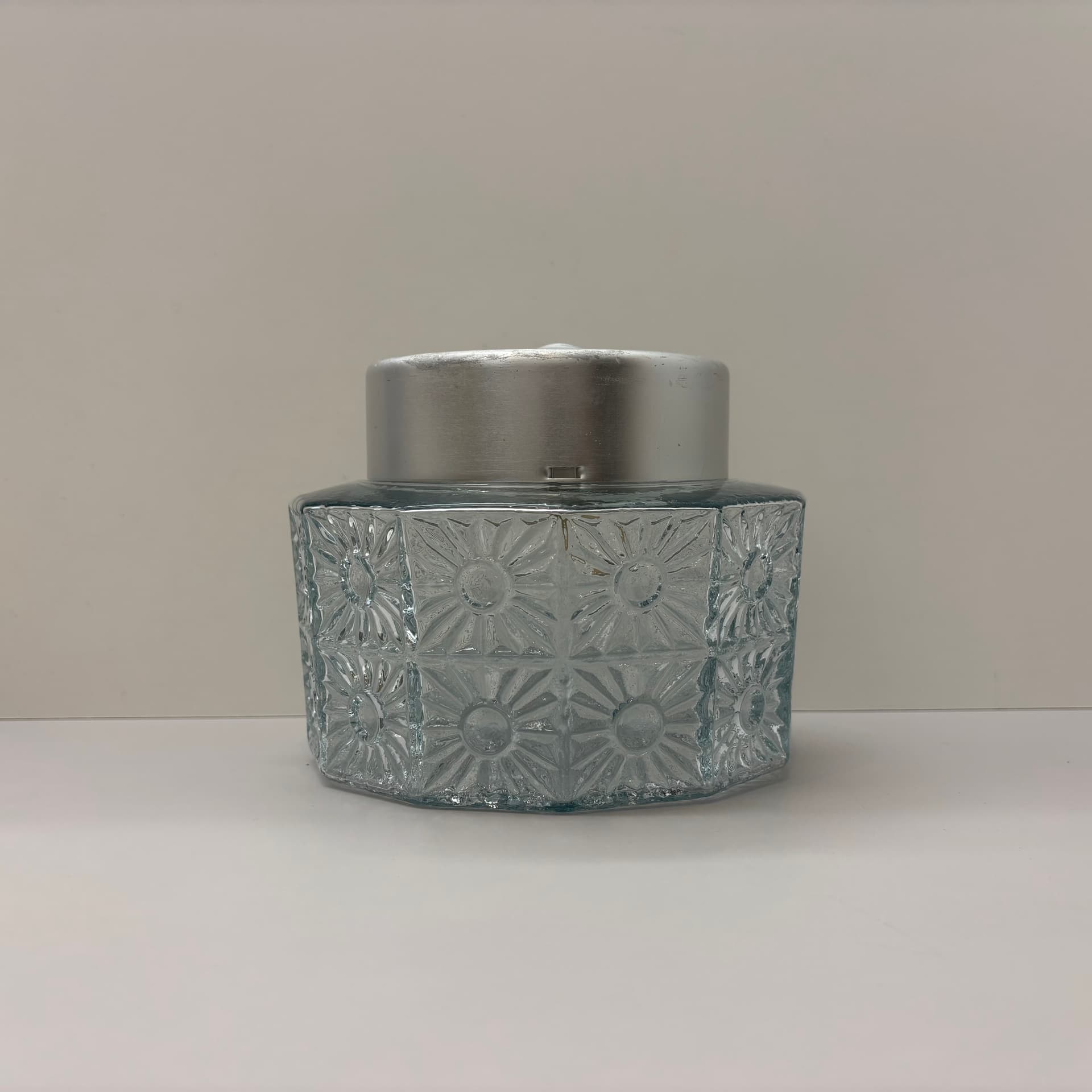 Plafon, turkusowe szkło, aluminium szczotkowane, Niemcy, lata 80. - 185110