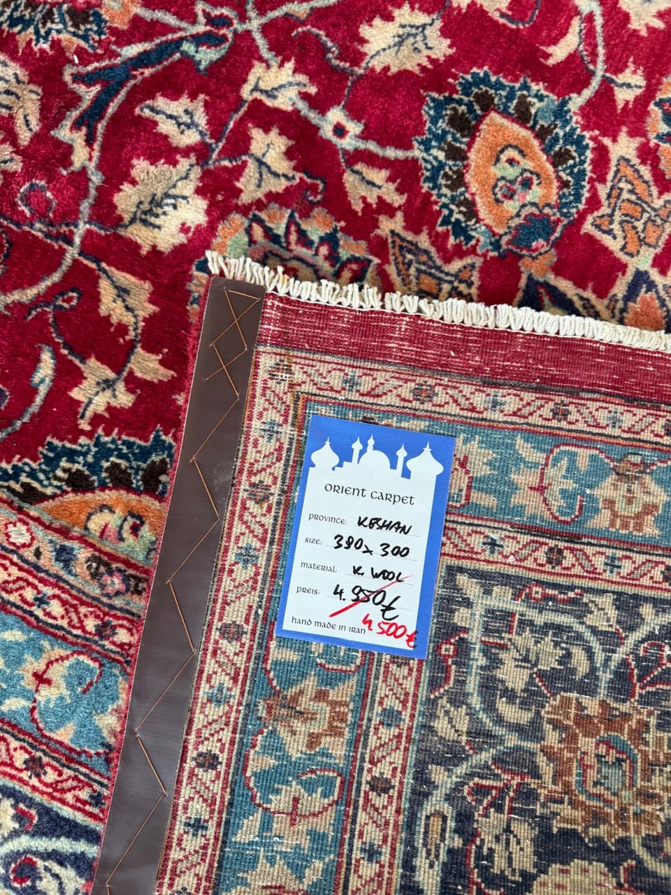 Dywan Keshan 390x300 cm, czerwony, wełna, Iran - 185161