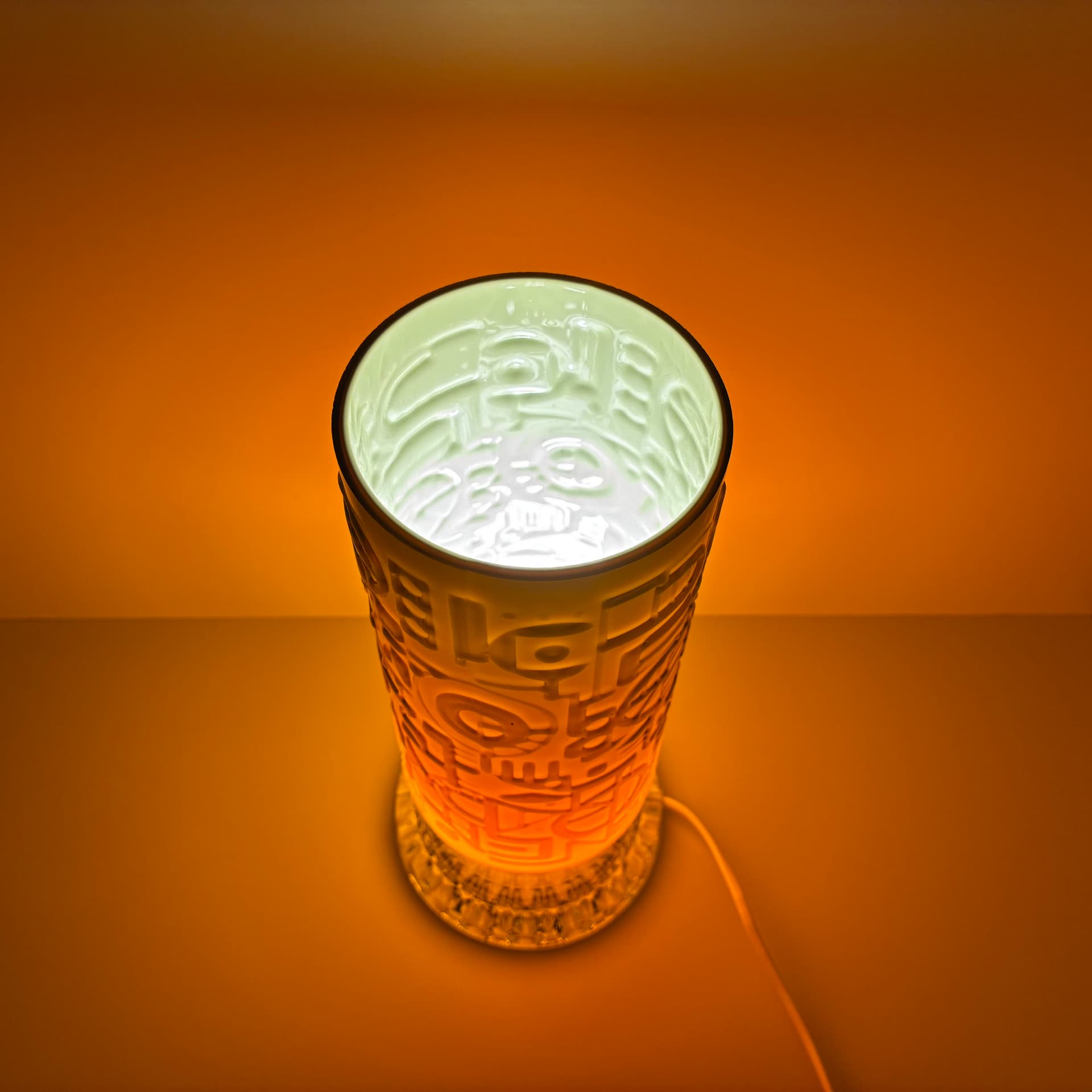 Lampa stołowa, space age, pomarańczowy, szkło, Niemcy, lata 70. - 185211