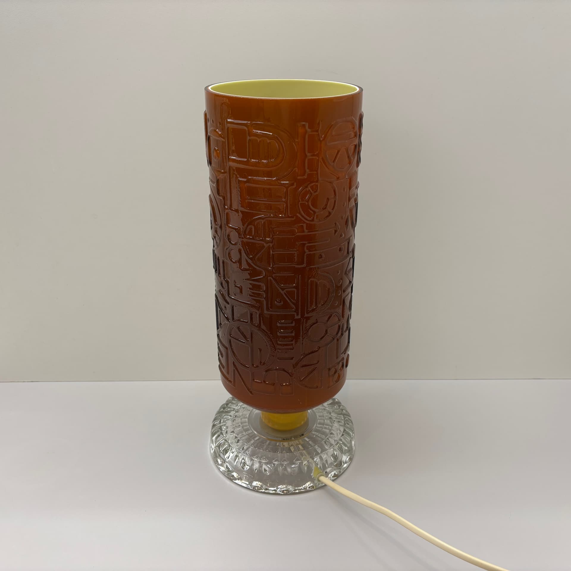 Lampa stołowa, space age, pomarańczowy, szkło, Niemcy, lata 70. - 185205