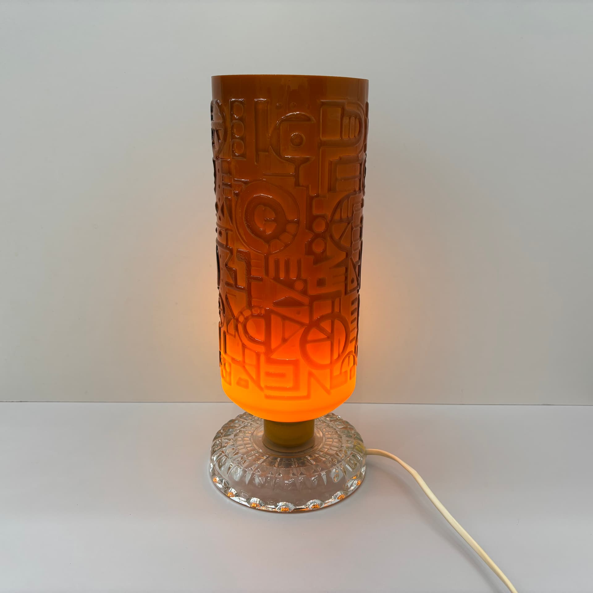 Lampa stołowa, space age, pomarańczowy, szkło, Niemcy, lata 70. - 185210