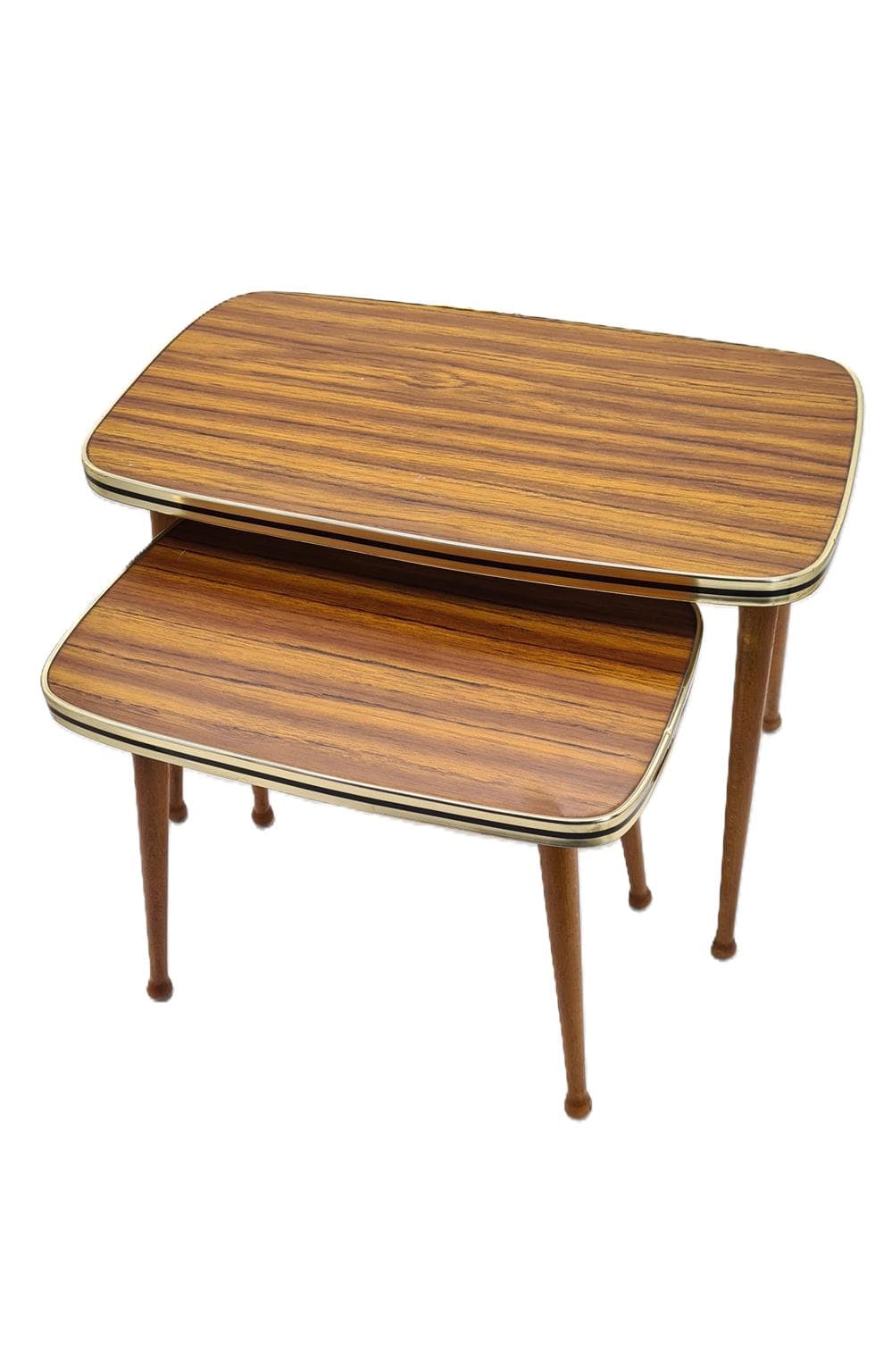 Set of nesting tables, brown, laminate, wood, Germany, 1970s.