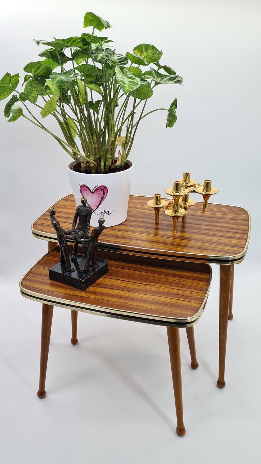 Set of nesting tables, brown, laminate, wood, Germany, 1970s. - 185336