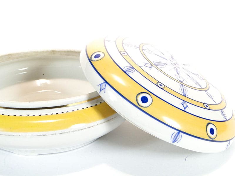 Bonbonniere Kwiatogal, yellow porcelain, Ćmielów, Poland, 1960s - 185398