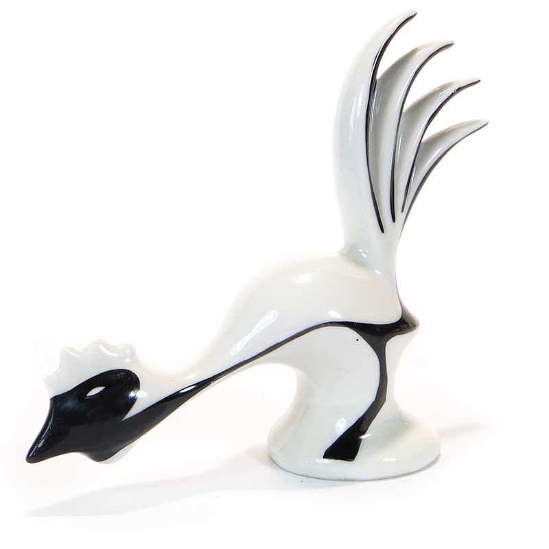Figurine Rooster, white porcelain, by M. Naruszewicz, Ćmielów, Poland, 1950s. - 185415