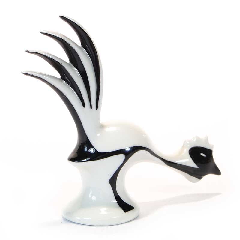 Figurine Rooster, white porcelain, by M. Naruszewicz, Ćmielów, Poland, 1950s. - 185413
