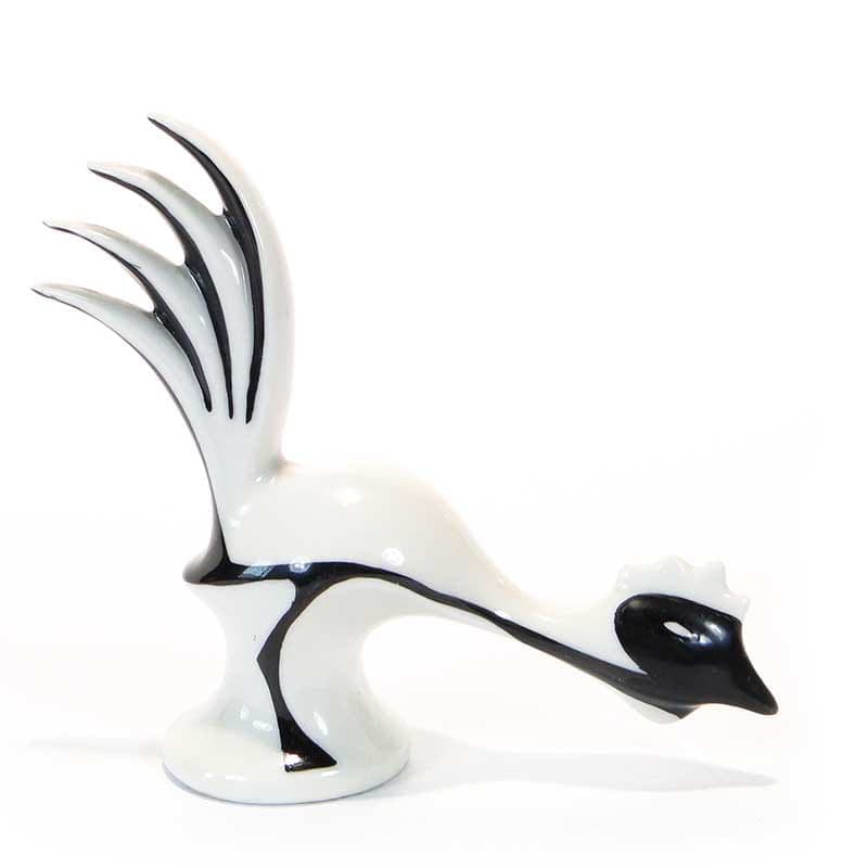 Figurine Rooster, white porcelain, by M. Naruszewicz, Ćmielów, Poland, 1950s.