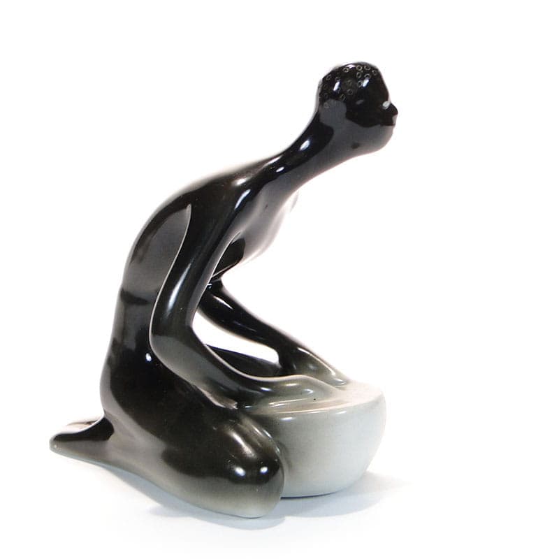 Figurka, Murzynek, czarny, porcelana, proj. H. Orthwein, Ćmielów, Polska, lata 50. - 185454