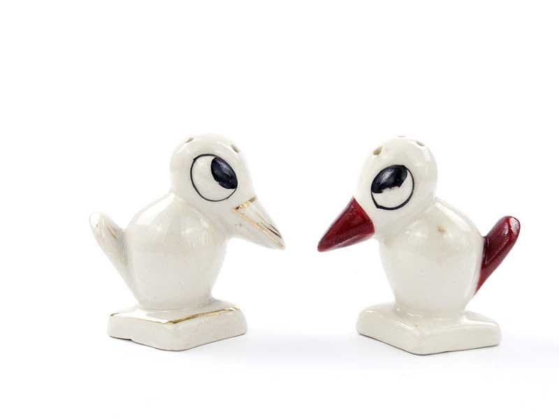 Para solniczek Bociany, Art déco, biel kości słoniowej, porcelana, Ćmielów, Polska, lata 20. - 185470