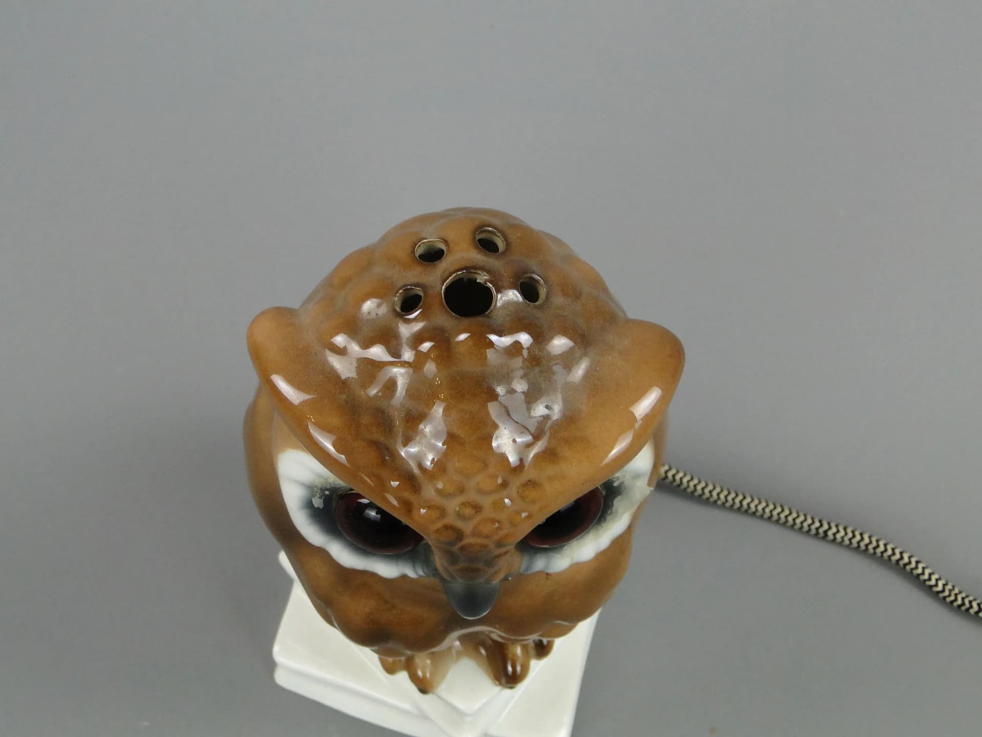 Lampka stołowa sowa, brązowy, porcelana, Porzellanfabrik Koenigszelt, Niemcy, lata 30. - 12848