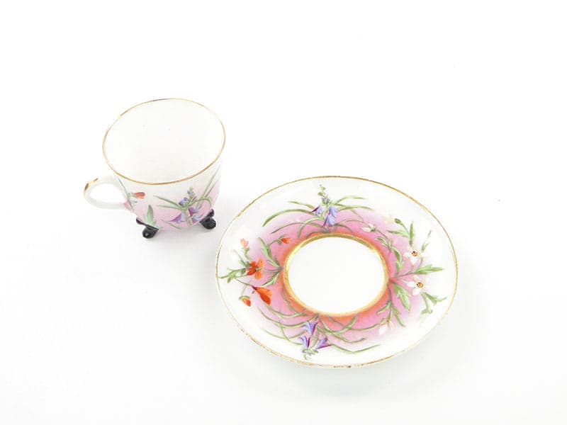 Filiżanka do mokki z talerzykiem, Secesja, multikolor, porcelana, Austria, lata 90. XIX w. - 185548