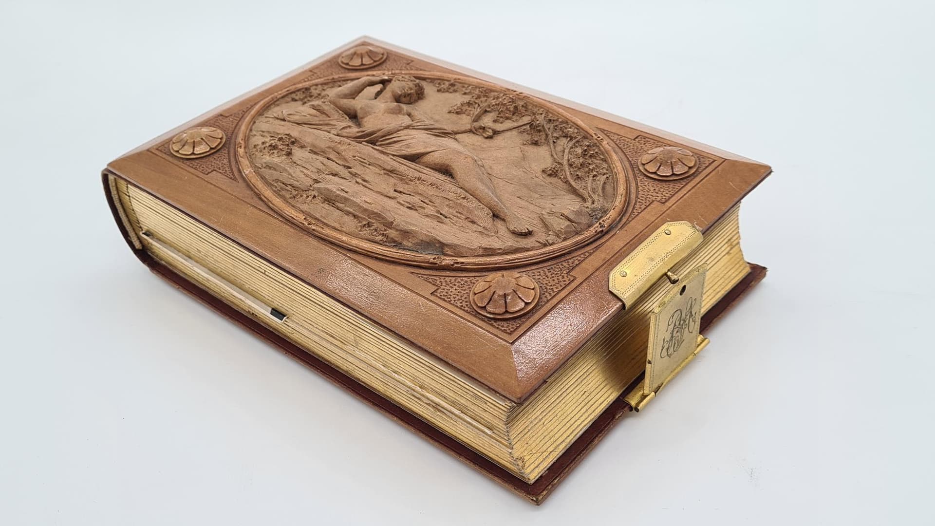 Antyczny album fotograficzny z reliefową drewnianą okładką | ok. 80 zdjęć | okres powojenny - 185781