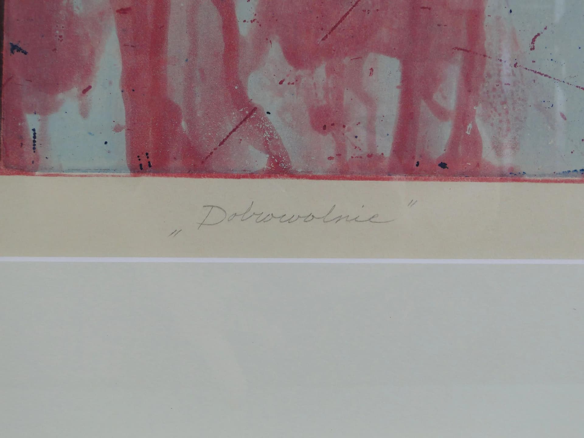 Print Dobrowolnie, maroon paper, by E. Ingarden, Poland, 1980s. - 13069