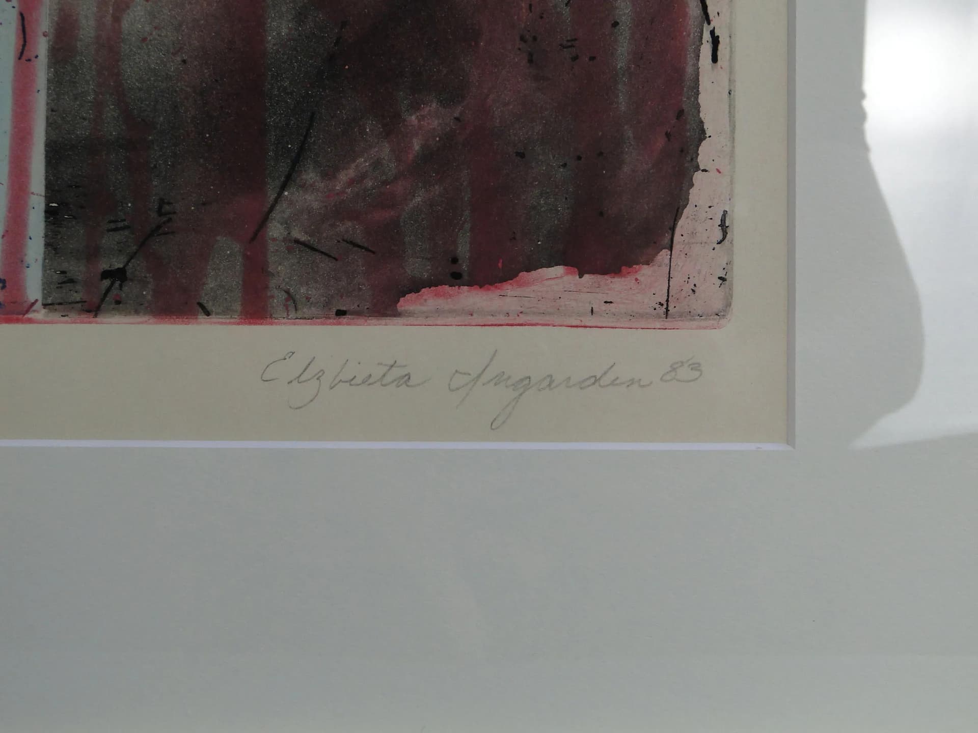 Print Dobrowolnie, maroon paper, by E. Ingarden, Poland, 1980s. - 13068